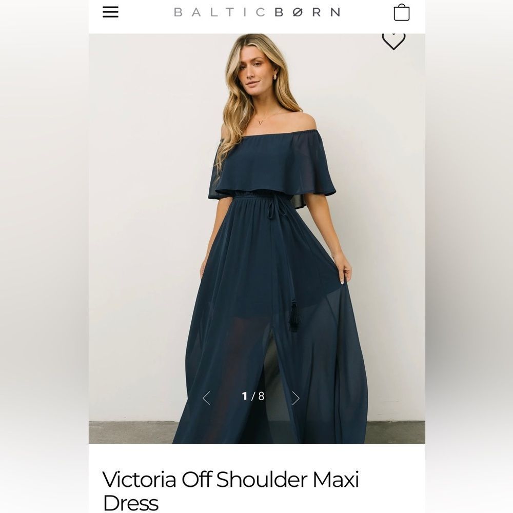 Baltic Born Victoria Off The Shoulder Maxi Dress size Small in hunter green